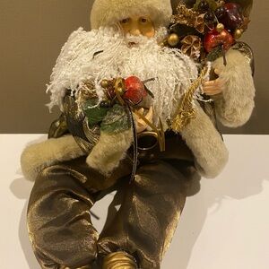 Elegant Gold Santa Claus Holiday Decor